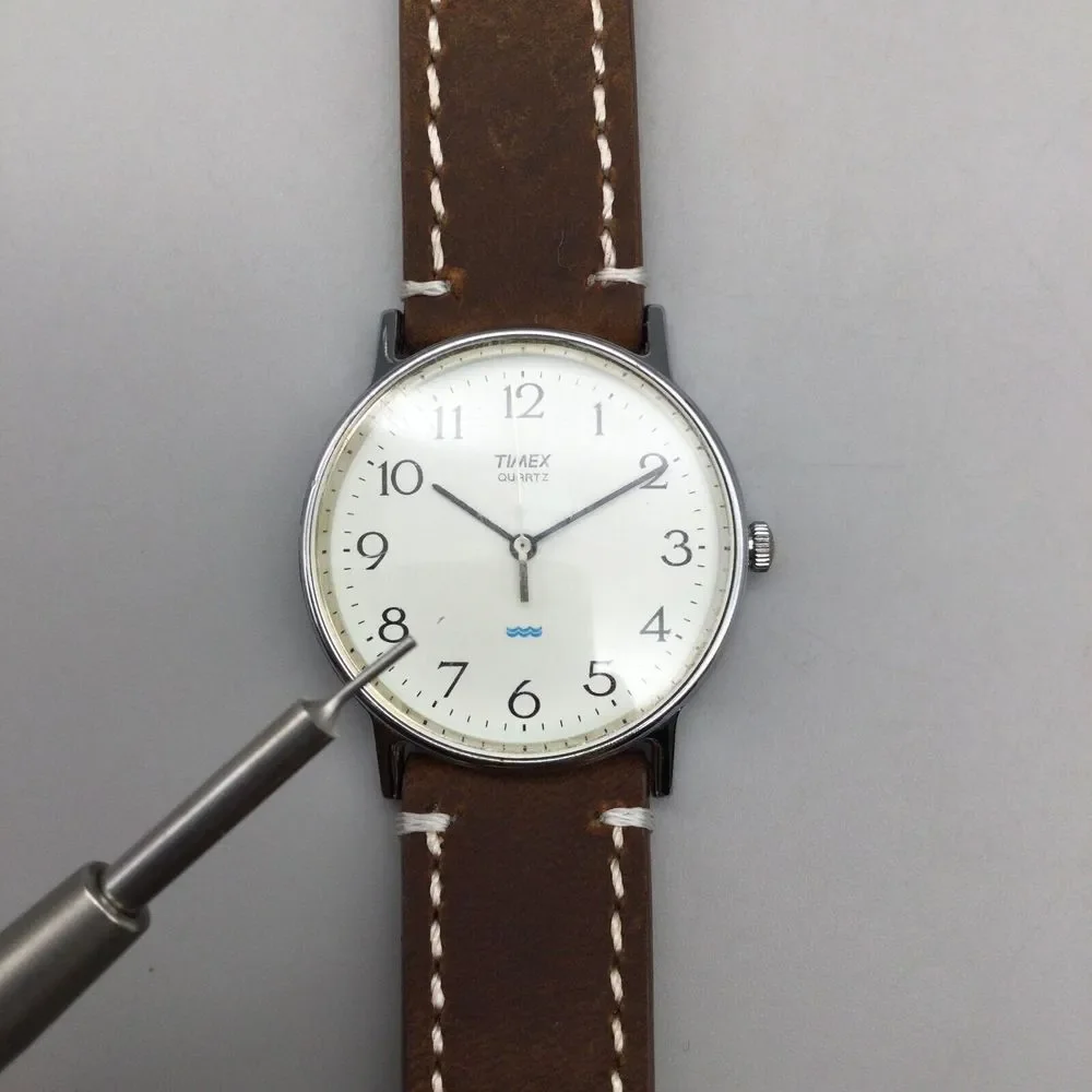 Vintage Timex Watch Men 33mm 1992 Silver Tone Brown Leather Band New Battery - Picture 13 of 15